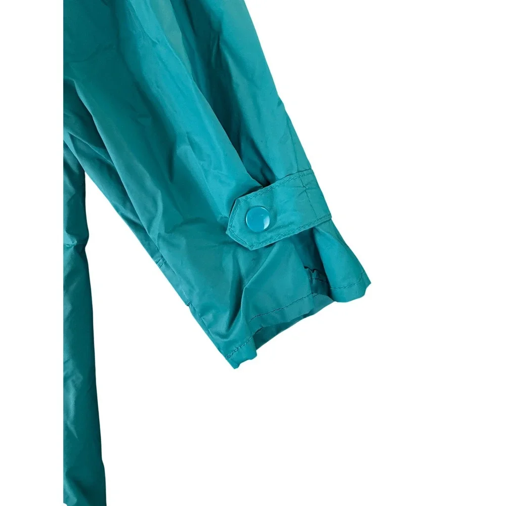 Lands End Unisex Teal Green Hooded Rain Jacket Parka Waterproof Coat Medium